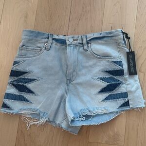 Blank NYC Blue Geometric Jean Shorts